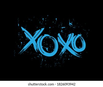 Xoxo Lettering Text on black background in vector illustration