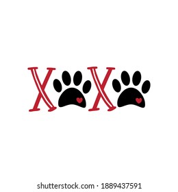 XOXO - Lettering for Valentine's day, with paw prints and hearts.
Good for T shirt print, card, poster, mug, and other gifts design.