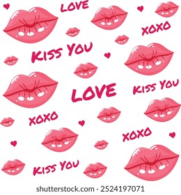 Xoxo lips seamless pattern design