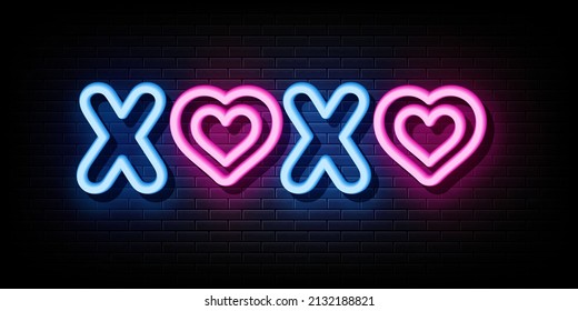 Xoxo Neon Signs Vector. Sign Symbol