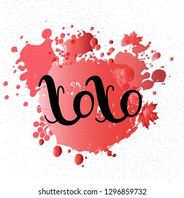 Xoxo phrase vector lettering Modern brush calligraphy. Romantic illustration isolated on white background
