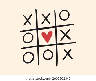 Xoxo phrase vector lettering. Modern brush poster calligraphy. Romantic a game of tic tac toe love print . Vector illustration