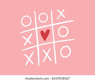Xoxo phrase vector lettering. Modern brush poster calligraphy. Romantic a game of tic tac toe love print . Vector illustration