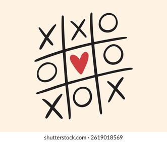 Xoxo phrase vector lettering. Modern brush poster calligraphy. Romantic a game of tic tac toe love print . Vector illustration