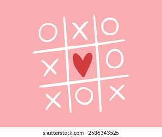 Xoxo phrase vector lettering. Modern brush poster calligraphy. Romantic a game of tic tac toe love print . Vector illustration