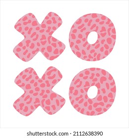 XOXO with pink leopard texture Hugs and Kisses Valentine's day