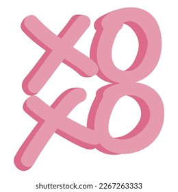 Xoxo Pink Lover Sign Doodle Style Vector Icon