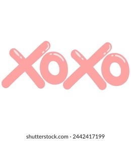 Xoxo Pink Lover Sign Doodle Style Vector Icon