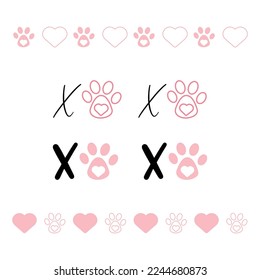 Xoxo print with pet paw and hearts. Dog is my Valentine print for mug, shirt or bandana sublimation. svg