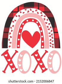 Xoxo Raibow Caro Valentine Vector Illustration. Valentine Background