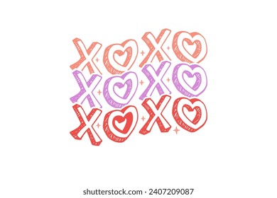 Xoxo Retro Valentine Day Typography T shirt Design