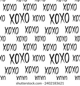 El patrón de XOXO es impecable en blanco y negro. Fondo frío para el diseño de texturas elegantes.