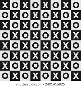 xoxo seamless pattern with white and black plaid background