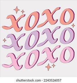 xoxo xoxo xoxo-Hemd, Happy valentine Shirt, Print valentine , Alimentdruck , Vektorvalentine, Hear, Candy, Sweet, Groovy, Retro, Valentiner Geschenk, Valentinstag Eps, Sublimierung,