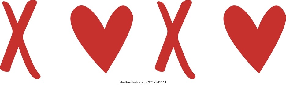 xoxo sign vector in red