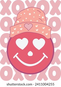 XOXO Smile, Romantic Valentine Love Graphics Illustrations Merchandise for T-shirt, Clipart and Romantic Typography Designs