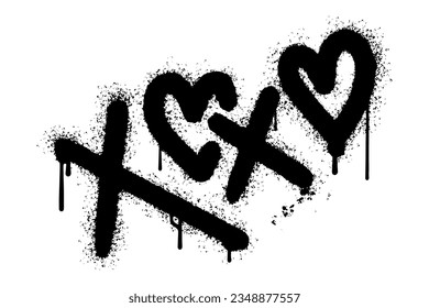 Xoxo sprayed with graffiti style. Vector illustration.