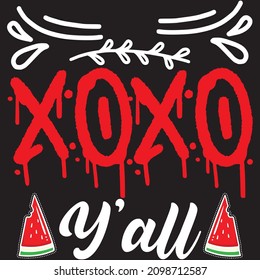 Xoxo Y’all T shirt design, vector file.