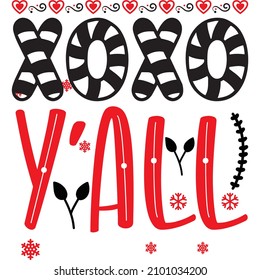 Xoxo Y’all t shirt design, vector file.