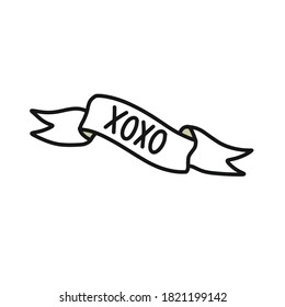 xoxo tape doodle icon, vector illustration