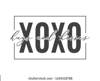 XOXO Text, XOXO Background, Hugs and Kisses Text, Valentine's Day Background, Valentine's Day Card, Vector Text Illustration Background