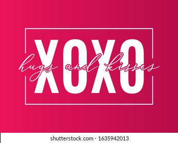 XOXO Text, XOXO Background, Hugs and Kisses Text, Valentine's Day Background, Valentine's Day Card, Vector Text Illustration Background