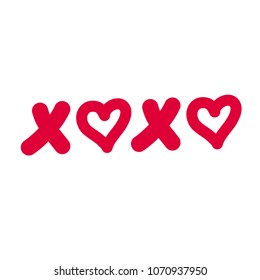XOXO Text with Hearts