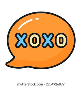 Xoxo text in a speech bubble represent emotions of love and kiss