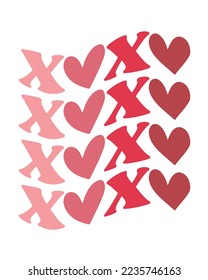 XOXO Valentine's Day Love quote retro groovy typography sublimation on white background