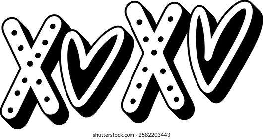 xoxo valentines day quote black vector graphic design and cut file