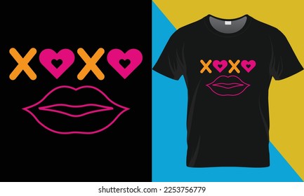 XOXO Valentine's Day t-shirt design. Valentine's Day typography vector t-shirt design.