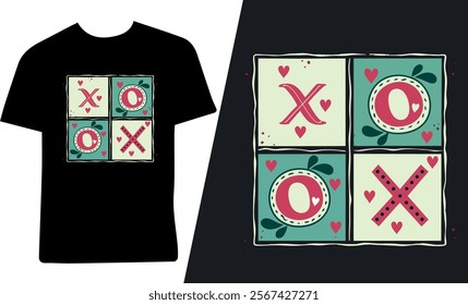 XOXO Valentine's Day T-shirt Design, Retro Valentine Shirt Design, Heart png, Valentine's Day Png, Valentine bow Png , Heart xoxo vector