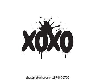 Xoxo, vector. Boom, bomb explosion, cartoon illustration. Fun wording design isolated on white background, lettering. Wall decals, wall art, artwork