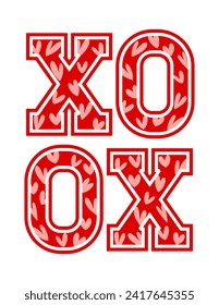 XOXO vector illustration Valentine decoration on a white background
