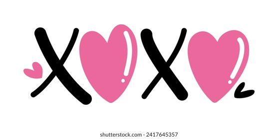 XOXO vector illustration Valentine decoration on a white background
