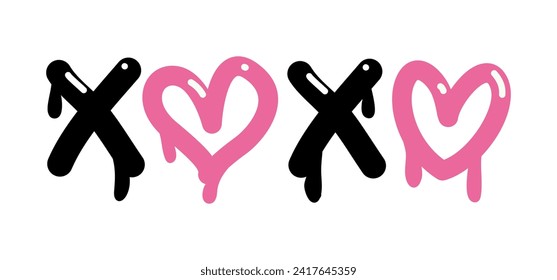 XOXO vector illustration Valentine decoration on a white background
