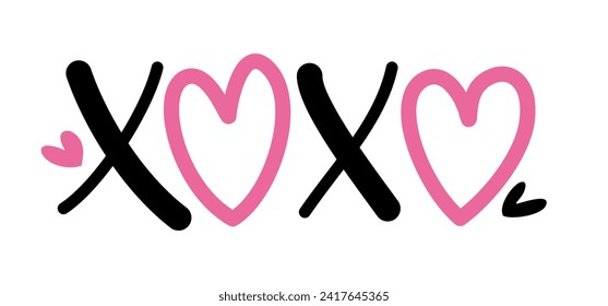 XOXO vector illustration Valentine decoration on a white background
