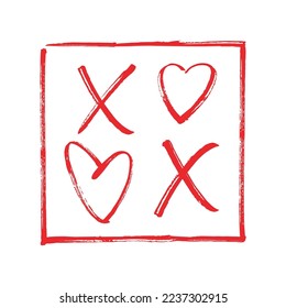 xoxo word icon design vector in double line stacked ink stroke effect with heart shaped letter O