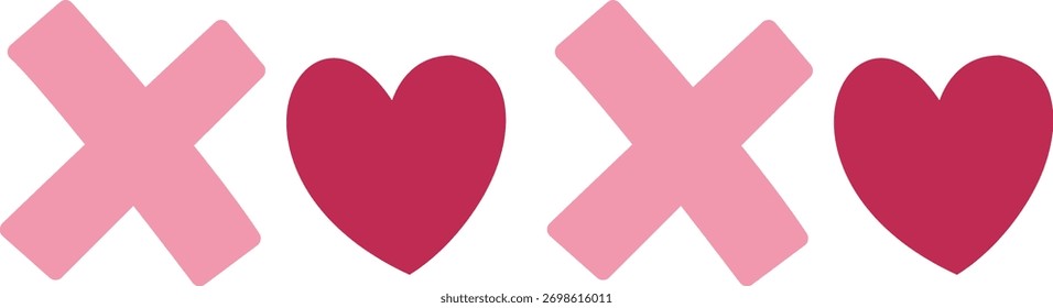 XOXO word letters typography vector.
Valentine XOXO text art.
Transparent background.