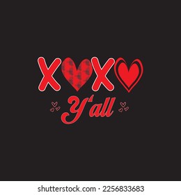 xoxo y' all valentine T shirt design graphic Template