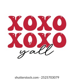 xoxo y'all retro  tshirt design