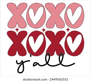 Xoxo Y'all svg,Cute Valentines T-Shirt, Heart svg,Valentine's Day, Funny Valentine, Valentine Saying, Love svg,Cut File For Cricut