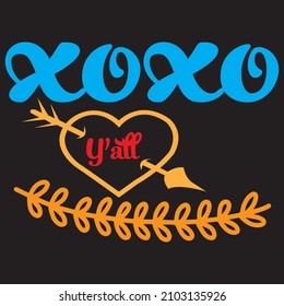 Xoxo Y'All    T-Shirt Design, Vector File.