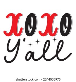 Xoxo Y'all T-Shirt Design, Vector File.