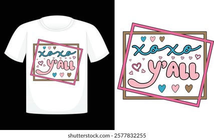 Xoxo Y'all ,Valentine's Day PNG, Retro Sublimation ,Sublimation Valentines ,print T Shirt , etc