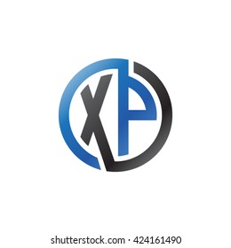 XP initial letters looping linked circle logo blue black