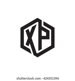 XP initial letters looping linked hexagon monogram logo