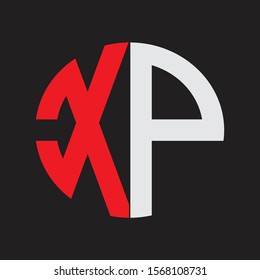 XP Initial Logo design Monogram Isolated on black background