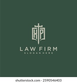 XP initial monogram for law firm with sword and shield logo image