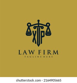 XP initial monogram for lawfirm logo with sword and scale